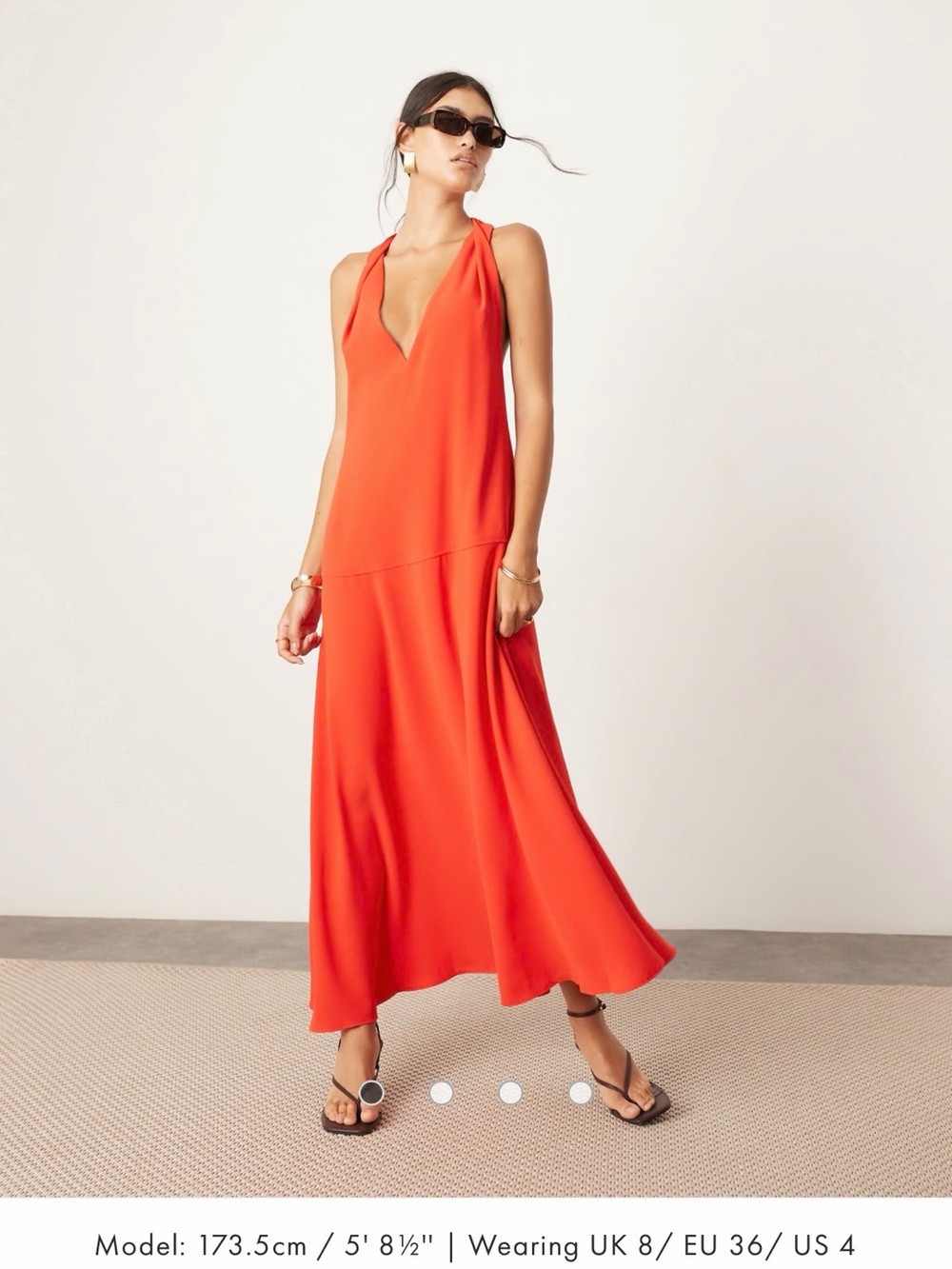 ASOS Sleeveless V-Neck Orange Maxi Dress